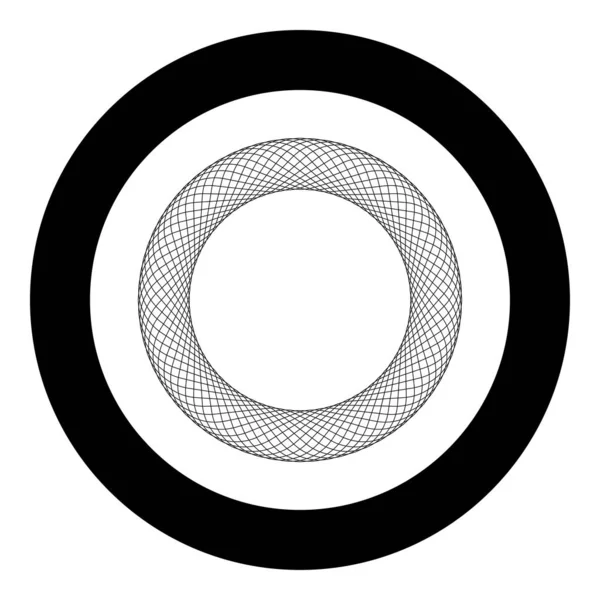 中央に空のスピログラフ要素 ●円丸黒色ベクトルイラストフラットスタイルの抽象的な同心円記号アイコン — ストックベクタ