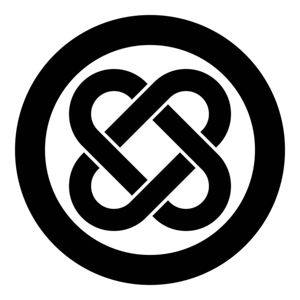 Icona del nodo celtico in cerchio rotondo colore nero vettoriale illustrazione immagine in stile piatto — Vettoriale Stock