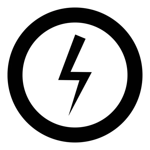Şimşek çakma Elektrik gücü Daire yuvarlak siyah renk vektör illüstrasyon düz stil görüntü flaş yıldırım simgesi — Stok Vektör