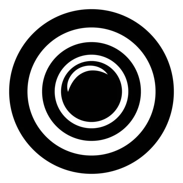 Ikona fotografického vybavení kamery objektivu v kruhu kulatý černý barevný vektor obrázek plochý styl — Stockový vektor