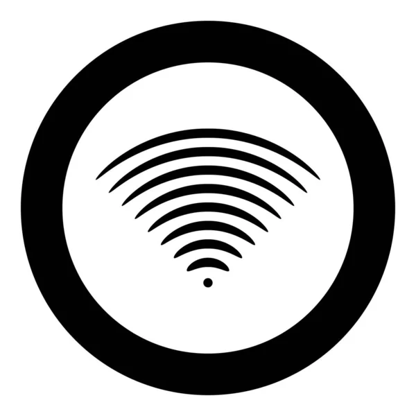 Radio Wave Sound signal en dirrection sändare ikon i cirkelrunda svart färg vektor illustration platt stil bild — Stock vektor