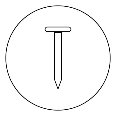 Daire yuvarlak anahat siyah renk vektör illüstrasyon düz stil görüntü demir çivi simgesi