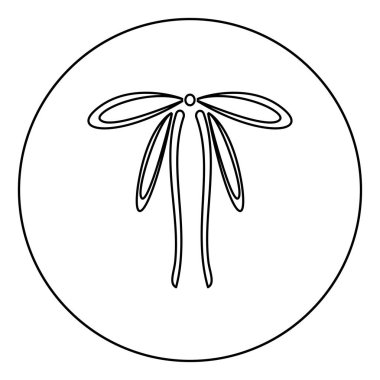 Kurdeleler Süsleme ambalaj kavramı Bant kıvırcık yay hediye dekoratif mevcut simge daire yuvarlak anahat siyah renk vektör illüstrasyon düz stil görüntü ile Bow