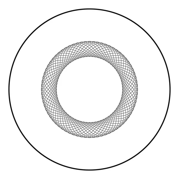 Element spirograph pusty w centrum czarny ikona ilustracja koncentryczne kolor koło okrągły streszczenie styl symbol wektor zarys — Wektor stockowy