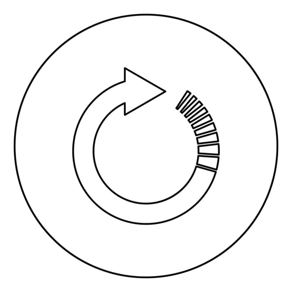 Cirkel pil med svans effekt runda pilar uppdatera konceptet ikon i cirkelrunda kontur svart färg vektor illustration platt stil bild — Stock vektor
