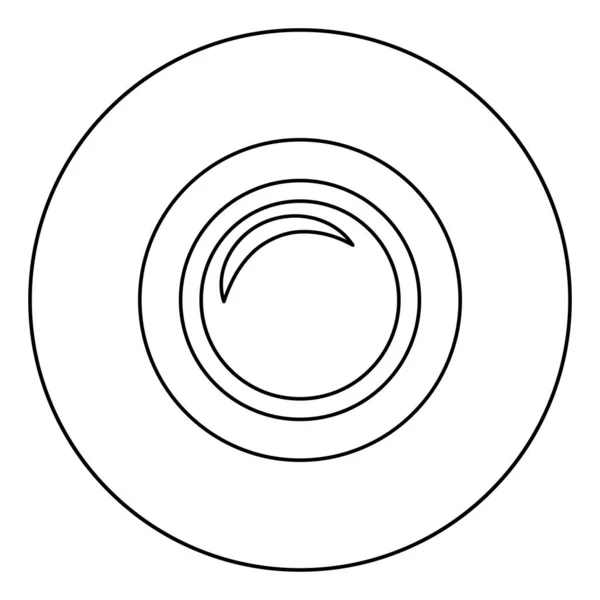 Kamera lencséje fénykép berendezés ikon körbe kerek körvonal fekete befest vektor illusztráció sík stílusú kép — Stock Vector
