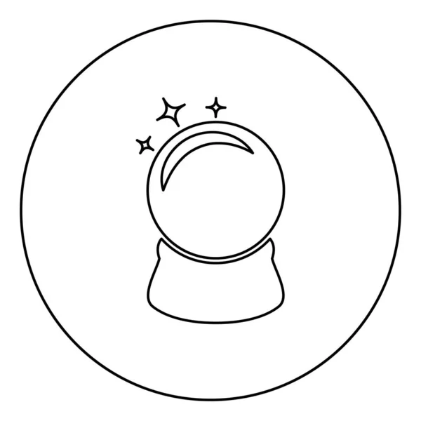 Kristallkugel Glaskugel spiralförmiges Konzept magische Kristallkugel Symbol im Kreis runde Umrisse schwarze Farbe Vektor Illustration flachen Stil Bild — Stockvektor