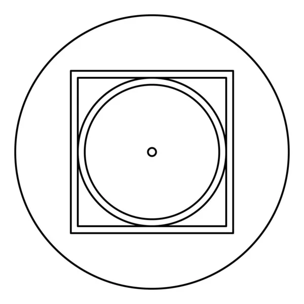 鼓干燥在机器微妙的模式 衣服护理符号 洗衣概念洗衣标志图标在圆形轮廓黑色矢量插图平面风格图像 — 图库矢量图片