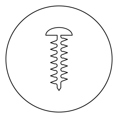 Yuvarlak başlı vida Kendini tıklatan Donanım Yapılandırma ögesi simgesi dairesel yuvarlak çizgili siyah renk vektör illüstrasyonu düz resim