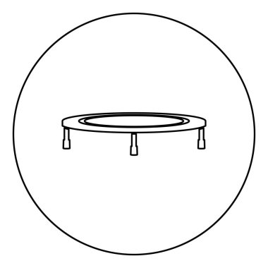 Zıplama simgesi için trambolin sıçraması yuvarlak hatlı siyah renk vektör illüstrasyonu düz resim