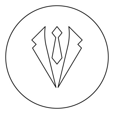 İş konsepti Ceket ve kravat Kravat Takım Elbiseli Gelinlik Giyen Erkekler için Temsilci Fikri Simgesi yuvarlak çizgili siyah renk çizimi düz resim