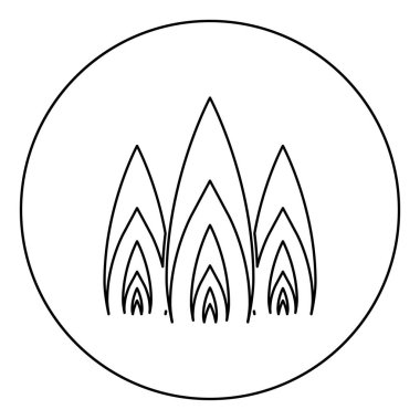 Üç ateş yak Şenlik ateşini 3 dil simgesi yuvarlak çizgili siyah renk vektör illüstrasyonu düz görüntü