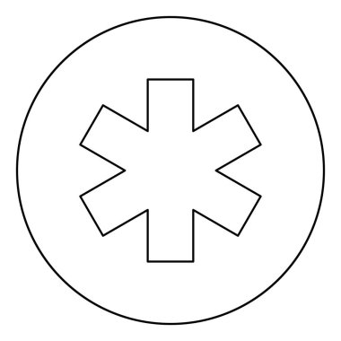 Sağlık sembolü Yaşam Servisi konsept simgesi simgesi dairesel yuvarlak çizgili siyah renk vektör çizimi düz resim