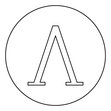 Lambda Yunan sembolü büyük harf yazı tipi simgesi dairesel yuvarlak ana hatlı siyah renk vektörü illüstrasyonu düz resim