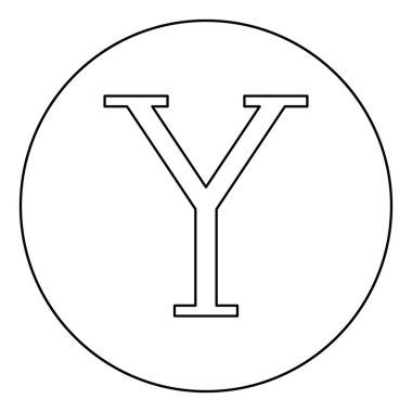 Büyük Yunanca büyük harf büyük harf yazı tipi simgesi dairesel yuvarlak ana hatlı siyah renk vektörü illüstrasyonu düz resim