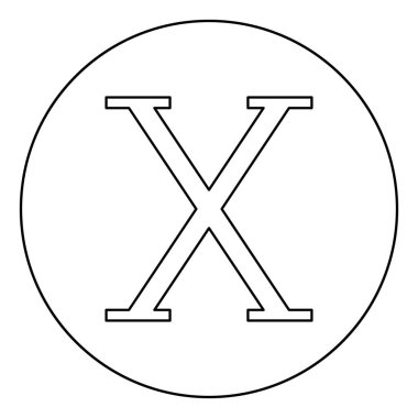 Chi Yunanca sembolü büyük harf yazı tipi simgesi daire şeklindeki siyah renk vektörü çizimi düz resim