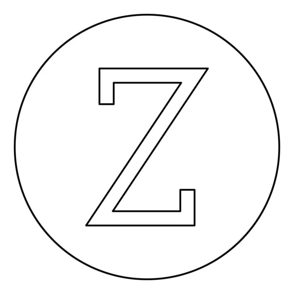 Zeta Grek Symbol Stor Bokstav Teckensnitt Ikon Cirkel Runda Kontur — Stock vektor
