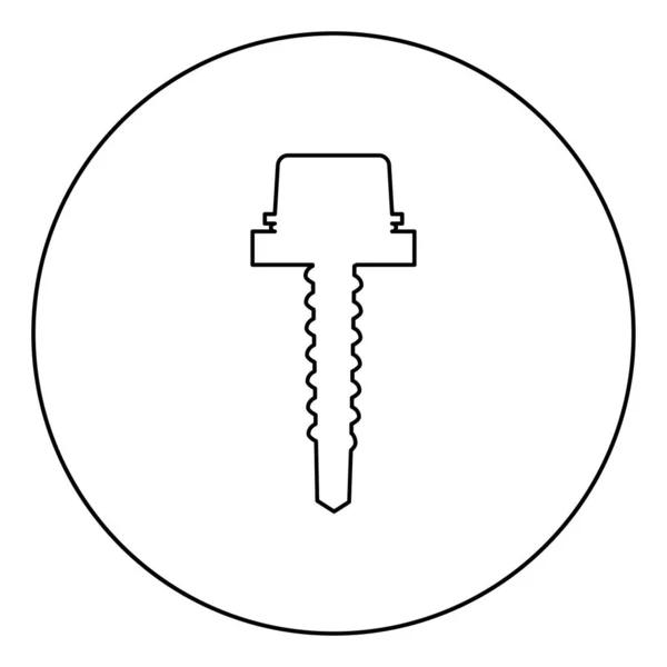 Metal roof screw Mounting profiled corrugated sheeting icon in circle round outline black color vector illustration flat style simple image — Stock Illustration Metal Roof Screw Mounting Profiled Corrugated Sheeting Icon Circle Outline Stock Illustration