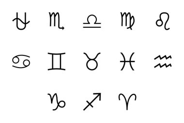 Zodiac simgesi siyah renk katı biçim vektör çizimi
