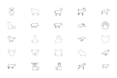 Evcil hayvanlar çiftlik hayvanları. Siyah renk. Taslak biçim illüstrasyonu.