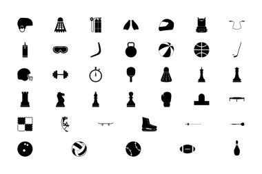 Spor aksesuarının siyah rengi katı biçim çizimi