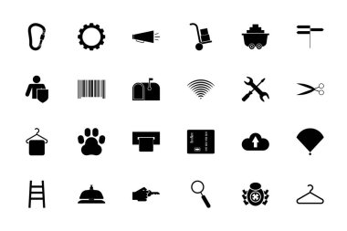 Web servisi siyah rengi katı biçim vektör illüstrasyonunu ayarladı