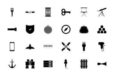 Web araçları siyah renk katı biçim vektör illüstrasyonunu ayarla