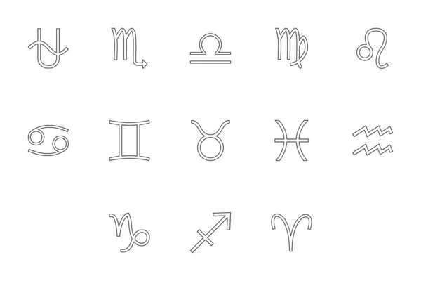 Zodiac Symbol Black Color Set Outline Style Vector Illustration — Stock Vector