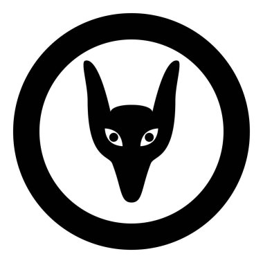 Baş çakal simgesi yuvarlak siyah renk vektör illüstrasyon resmi katı taslak biçimi basit