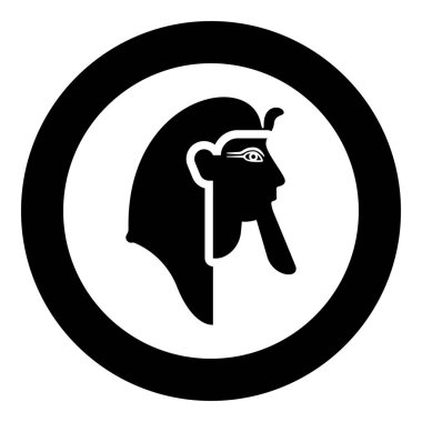 Firavun polis şefi Faro maskesi simgesi siyah renk vektör illüstrasyon resmi basit taslak biçimi