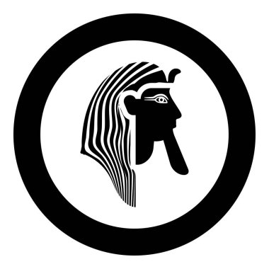 Firavun polis şefi Faro maskesi simgesi siyah renk vektör illüstrasyon resmi basit taslak biçimi