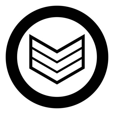 Ordu sembolü rütbe işareti astsubay simgesi yuvarlak siyah renk vektör çizimi tasviri basit taslak çizim şekli