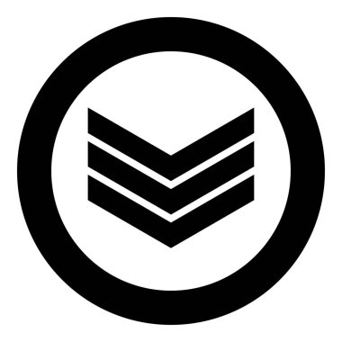 Ordu sembolü rütbe işareti astsubay simgesi yuvarlak siyah renk vektör çizimi tasviri basit taslak çizim şekli