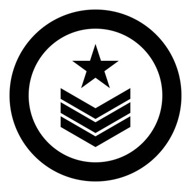Ordu sembolü rütbe işareti astsubay simgesi yuvarlak siyah renk vektör çizimi tasviri basit taslak çizim şekli