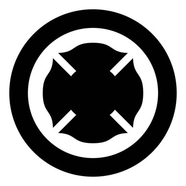 İtfaiyeci Malta Amblemi İtfaiye Teşkilatı simgesi yuvarlak siyah renk vektör illüstrasyon görüntüsü basit taslak biçimi