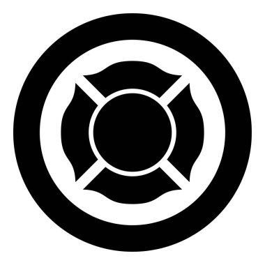 İtfaiyeci Malta Amblemi İtfaiye Teşkilatı simgesi yuvarlak siyah renk vektör illüstrasyon görüntüsü basit taslak biçimi