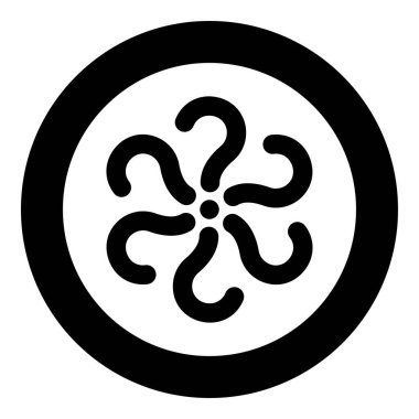 Soru işaretleri. Soru simgesini yuvarlak siyah renk vektör resimleme biçiminde imzalayın. Basit ana hat biçimi