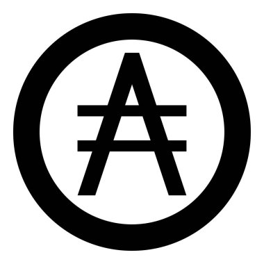 Austral sembol simgesi simgesi simgesi yuvarlak siyah renk vektör illüstrasyon resmi katı dış hat biçimi basit