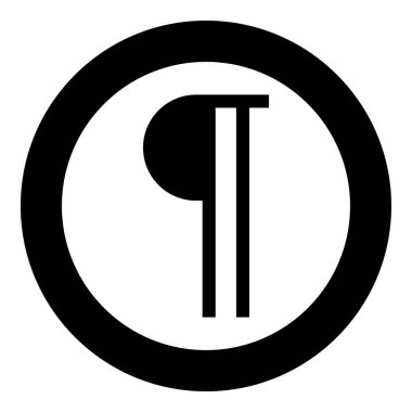 Paragraf imzası Düzenlenebilir sütun metin simgesi yazı ögesi simgesi yuvarlak siyah renk vektör illüstrasyon resmi basit dış hat biçimi