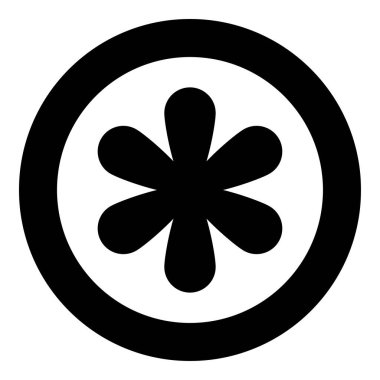 Asterisk işareti simgesi simgesi yuvarlak siyah renk vektör illüstrasyon resmi katı ana hat biçimi basit