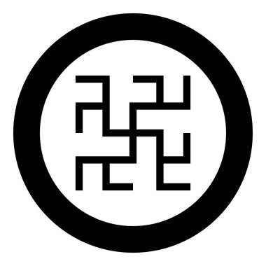 Odolen çim sembolü Slav putperest simgesini dairesel siyah renk çizim çizimi basit taslak çizim biçimi şeklinde işaretle