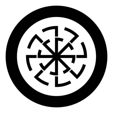 Svetch sembolü Slav putperest simgesini daire şeklinde imzalayın. Siyah renk vektör illüstrasyon resmi katı ana hat biçimi basit