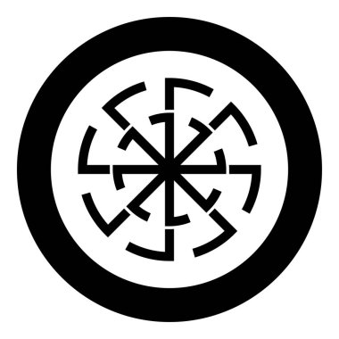 Svitovit sembolü Slav putperest simgesini daire şeklinde imzalayın. Siyah renk vektör illüstrasyon resmi katı ana hat biçimi basit