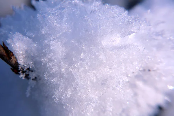 雪の結晶はダイヤモンドのように純粋です ない多くの人々 彼らが私のカメラのレンズとしての近くに雪を見たことを言うことができます 任意の広告の照明の元で良い写真を背景として使用できます — ストック写真