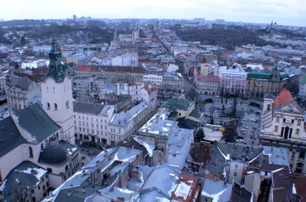 Une Partie Vieille Ville Européenne Vue Dessus Les Vieux Toits — Photo