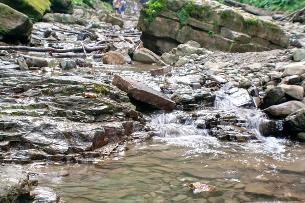 Mountain River Flowing Washing Heavy Rocky Stones Beautiful Photo Calendars — Stock Photo, Image