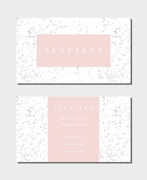 Business Card Template Pastel Pink White 5X2 Front Back Feminine — Stock Vector