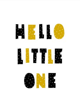 Tipografik Tasarım poster şablonu içinde siyah ve beyaz zemin üzerine sarı. İskandinav tarzı çocuk odası duvar sanatı, A4 boyutunda, yazdırılabilir çocuklar oda dekorasyon.