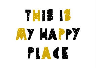 Tipografik Tasarım poster şablonu içinde siyah ve beyaz zemin üzerine sarı. İskandinav tarzı çocuk odası duvar sanatı, A4 boyutunda, yazdırılabilir çocuklar oda dekorasyon.