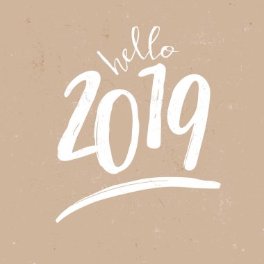 2019 craft Kağıt arka plan beyaz için tipografik tasarım şablonuyla tebrik kartı